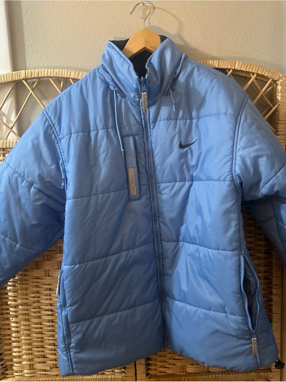 Vintage Y2K Nike Men’s Reversible Puffer Ski Jacket Size Small Hidden Hood